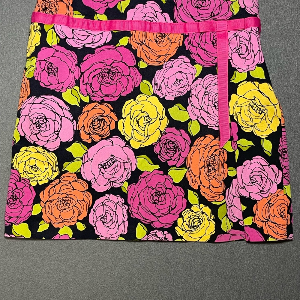 Skirtology Floral Rose Print Mini Skirt Pink Yellow Ribbon Trim Size 6